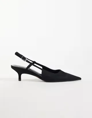 ASOS DESIGN Skippy kitten heel shoes in black suedette