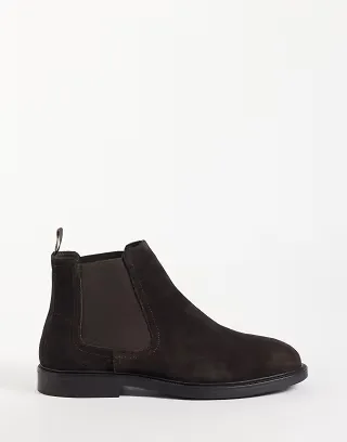 ASOS DESIGN premium chelsea boots in dark brown suede
