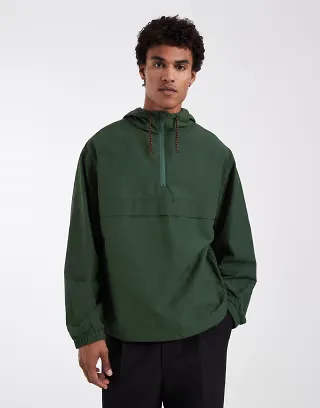ASOS DESIGN stormMAX™ waterproof overhead rain jacket in dark green