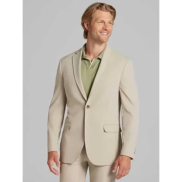 Awearness Kenneth Cole Slim Fit Tech Men’s Suit in Tan Solid – Modern Stretch 2-Piece Suit, Size 42W x 32L
