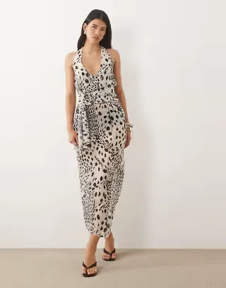 Motel Sorena dalmatian maxi skirt in black white
