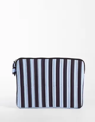Mango Teen laptop case in brown and blue stripe print