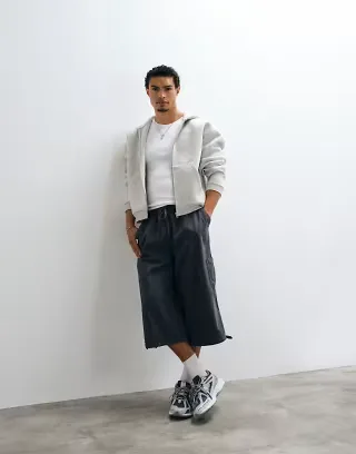 COLLUSION utility jorts in charcoal