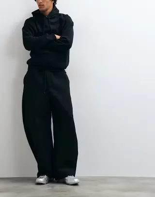 Weekday scuba-style fabric barrel leg jogger with elasticated hem in black