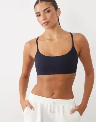 ARKET mix and match soft stretch sports bra in navy