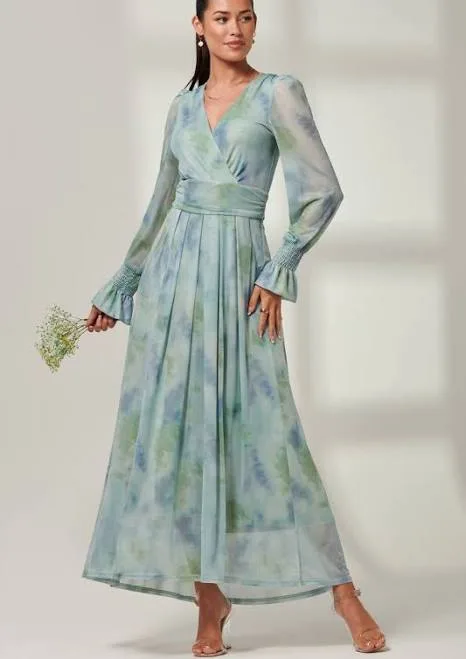 Jolie Moi Women's Tie Dye Print Mesh Maxi Dress