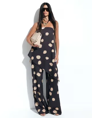 ASOS DESIGN wide leg pants in blurred polka-dot print - part of a set