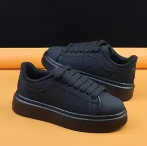 Luxury Chunky Sole White Board Sneakers Ladies Full Leather Rhombus Embroidery Casual Shoes Thick Platform Height Up Lux