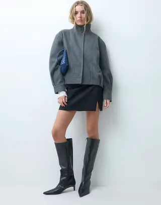 ONLY high collar bomber jacket in dark gray