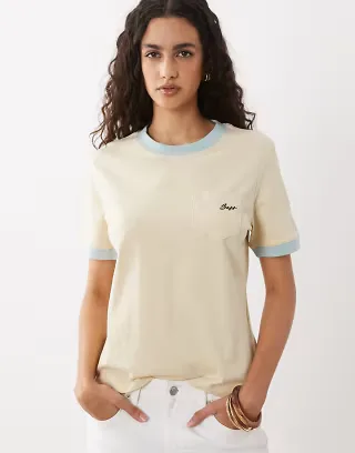 BOSS Orange Ezoe relaxed pocket T-shirt in light yellow