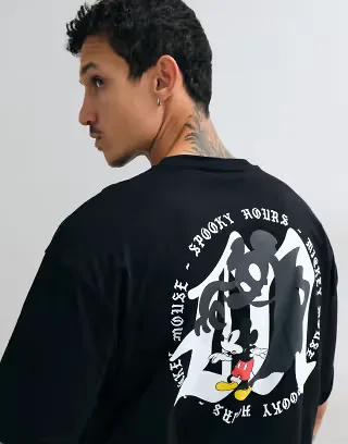 ASOS DESIGN Disney Halloween oversized t-shirt with Mickey print in Black
