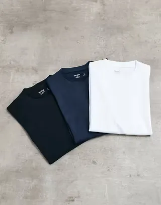 Hollister 3 pack everyday t-shirts in white, navy and black