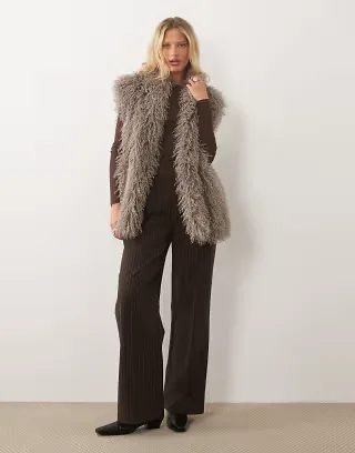 Wednesday's Girl faux fur vest in gray