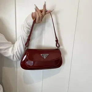 Shoulder Bag for Women - Stylish Glossy Solid Color Crossbody - Versatile Fashionable Design