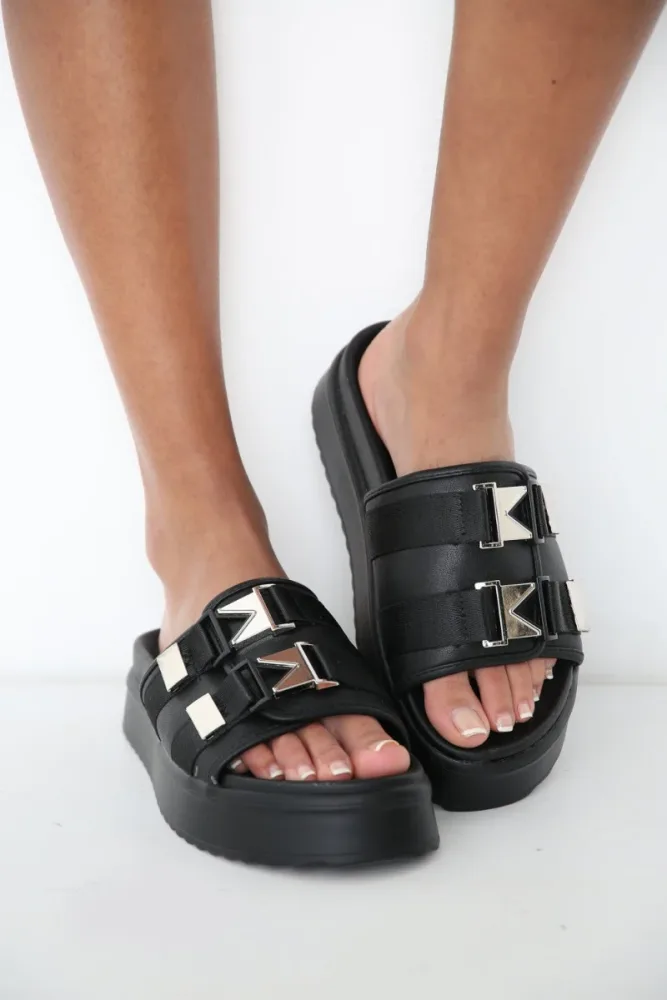 CHUNKY DOUBLE BUCKLE STRAP SLIDES