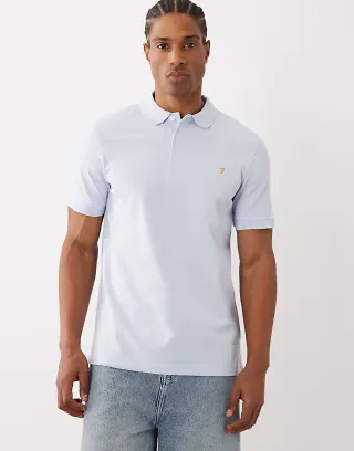 Farah Blanes short sleeve logo polo in light blue