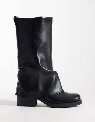 ASOS DESIGN Carrie fold over slouchy boots in black