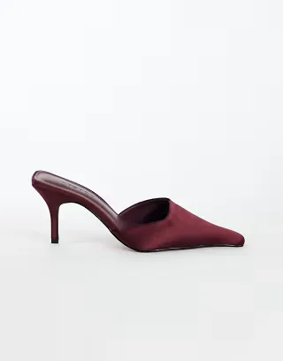 Topshop Alfie pointed heeled court in aubergine satin