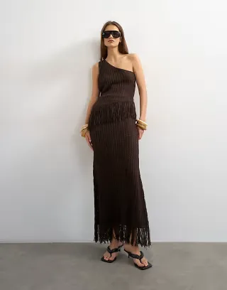 Topshop knit tape yarn maxi dress in chocolate -part of a set