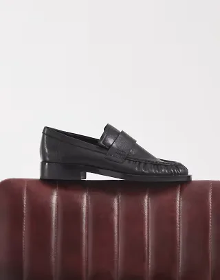 Tony Bianco Grand square toe loafers in black leather
