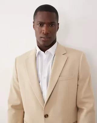 ASOS DESIGN skinny suit jacket in stone