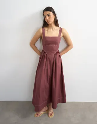 Topshop contrast stitch maxi sundress in plum