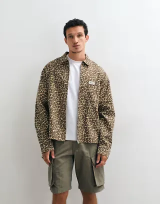 ASOS DESIGN boxy oversized leopard print shirt