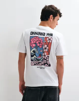 ONLY & SONS relaxed t-shirt with Okinaway print in white