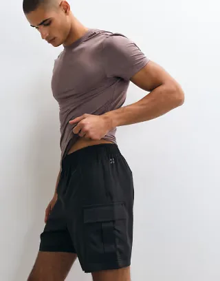 4505 Icon 7 inch quick dry training cargo shorts with zip pockets in dark gray