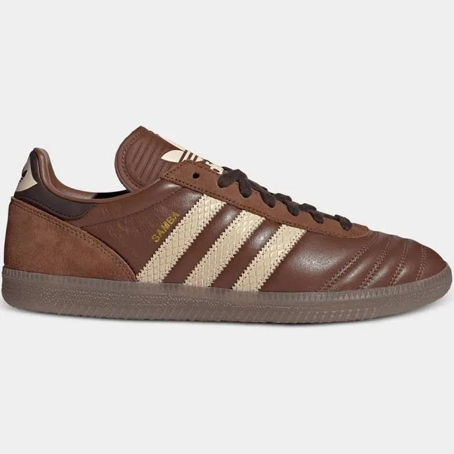 adidas Originals Men's Samba JP Brown Sneaker, Size 8 - Leather Upper, Animal Print 3-Stripes, Suede Details, Rubber Out