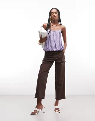 ASOS DESIGN cargo pants with pocket detail in chocolate