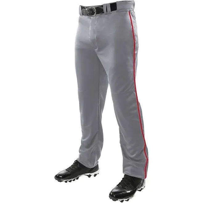 Champro Adult Triple Crown Open Bottom Baseball Pants with Piping: BP91UA 2X-Large / Grey-Scarlet