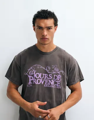 Reclaimed Vintage Unisex graphic tee with summer print in chocolate