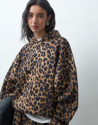 ASOS DESIGN leopard print hoodie set