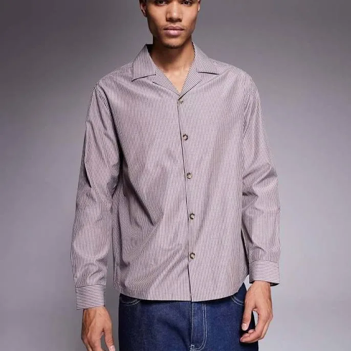ASOS Relaxed Camp Collar Striped Shirt