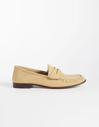 Mango 100% suede leather loafers in sand