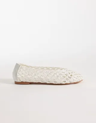 Public Desire Rhodes woven ballet flats in white
