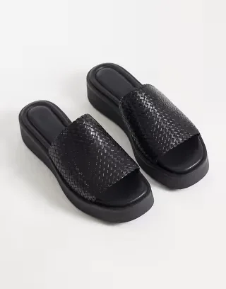 Vagabond Shoemakers Danya leather woven flatform sandals in black