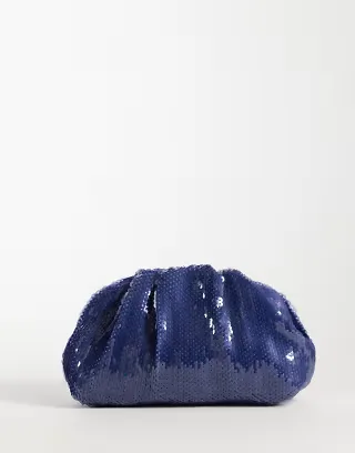 Sui Ava sequin clutch bag in navy blue