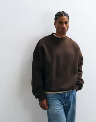 ASOS DESIGN extreme oversized sweatshirt in scuba-style fabric in brown