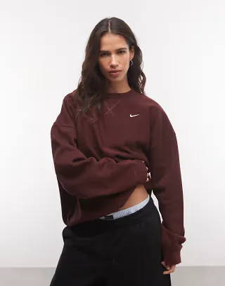 Nike Studio crew neck sweatshirt in burgundy
