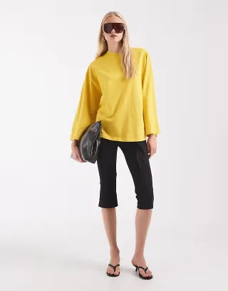 ASOS DESIGN oversized long sleeve skater T-shirt in yellow