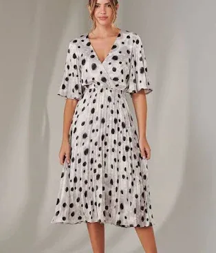 Jolie Moi Women's Pleated Wrap Midi Dress