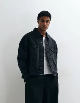 ASOS DESIGN oversized trucker denim jacket in washed black