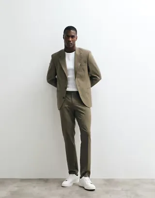 ASOS DESIGN FlexMax skinny suit set in olive green