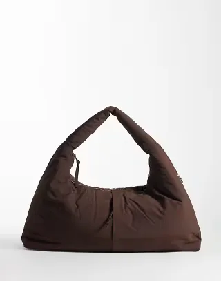 OLEND Nico large nylon shoulder bag in chocolate