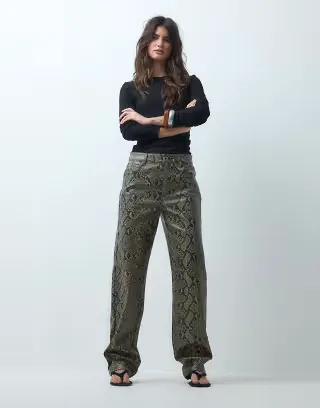 ASOS DESIGN coated jeans in snake print
