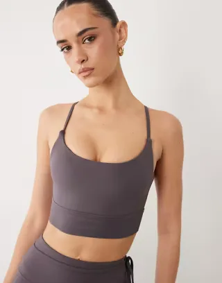 4505 soft touch light support sports bra with removable padding in storm gray