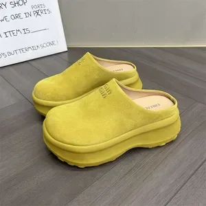 Baotou Womens Platform Half Slippers - Thick Sole Height Increasing Casual Slip-On Shoes for Outdoor Spring Summer 2025