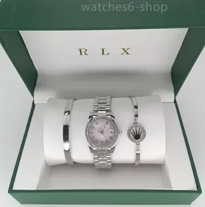 3pcs Set Watch Luxury Designer 2025 High quality Women Pink Dial Hollow Strap Fashion Gold Bracelet Quartz Wristwatch St